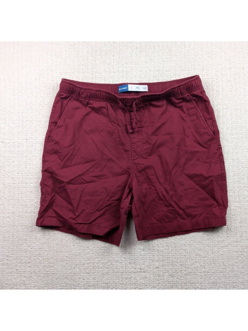 Old Navy Men's L Burgundy Jogger Shorts Built-In Flex Elastic Waist Drawstring